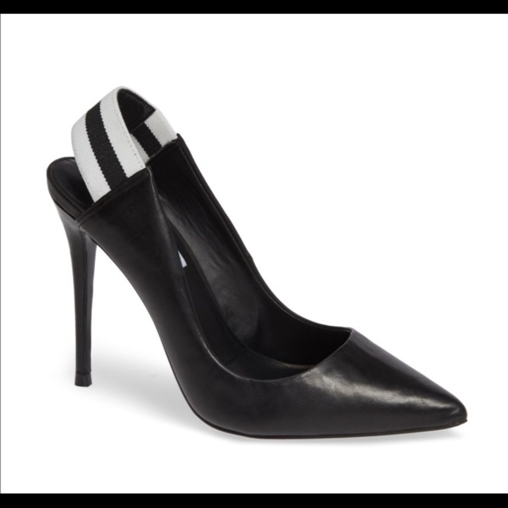Steve Madden Darby Black Leather Varsity Slingback - Picture 3 of 8